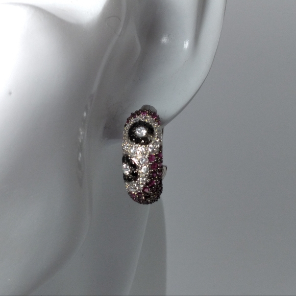 Pave pink blue white CZ Earrings modelled after the Le Vian® Collection*